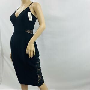 Aqua Dresses Black Cocktail Dress with Lace Insets